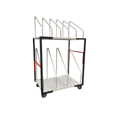 Servante haute pour stockage de cartons pliés plateau mélaminé 150 kg roue TPE