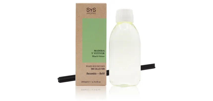 Recambio Mikado Madera y Vetiver 200ml + Palos 1991 SYS