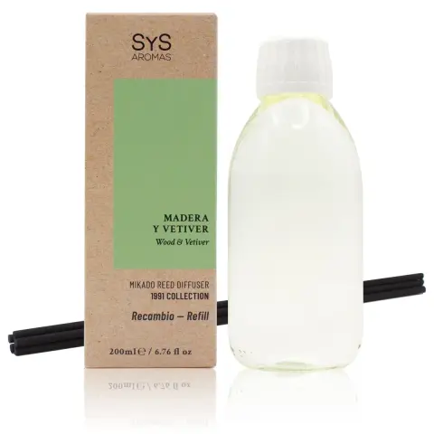 Recambio Mikado Madera y Vetiver 200ml + Palos 1991 SYS