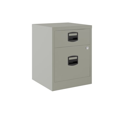 Cajonera monoblock PFAM1S1F Bisley 1 cajón personal, 1 cajón archivo. Móvil 40cm - Gris claro - Gris claro RAL 7035