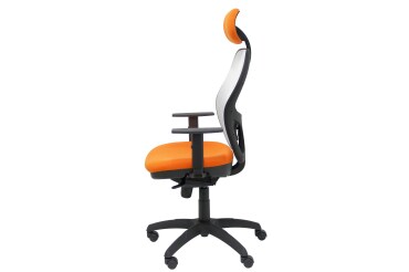Chaise Jorquera en maille blanche avec appui-tête fixe et assise Bali