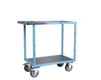 Servante mécano-soudée 2 plateaux tôle galvanisée 400 kg 850 x 500 mm roue TPE