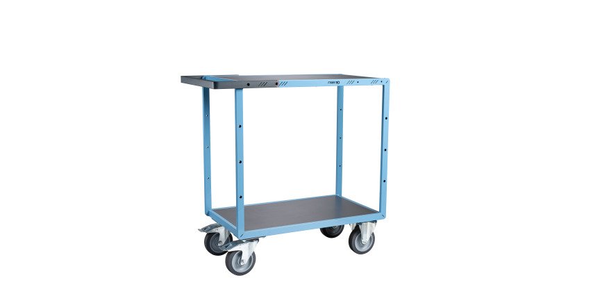 Servante mécano-soudée 2 plateaux tôle galvanisée 400 kg 850 x 500 mm roue TPE