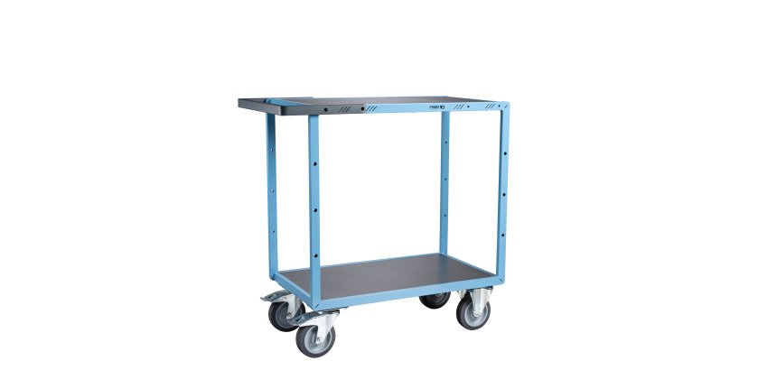 Servante mécano-soudée 2 plateaux tôle galvanisée 400 kg 850 x 500 mm roue TPE