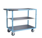 Servante mécano-soudée 3 plateaux tôle galvanisée 250 kg 1000 x 600 mm roue TPE