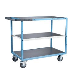 Servante mécano-soudée 3 plateaux tôle galvanisée 250 kg 1000 x 600 mm roue TPE