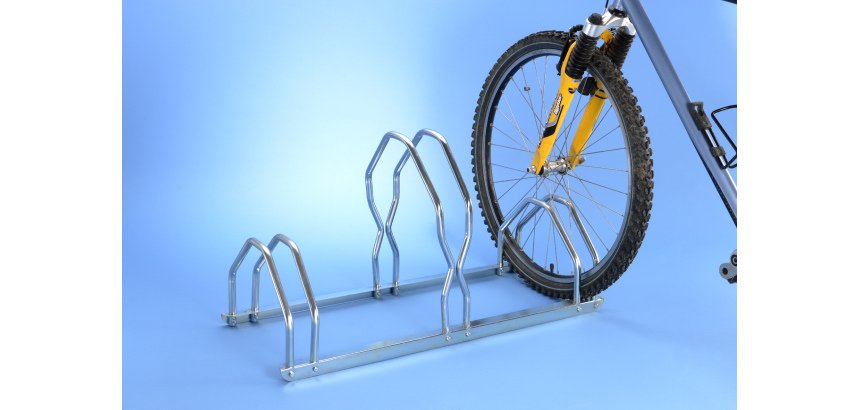 Râtelier 3 vélos sur 2 niveaux - Côte à côte finition zinguée