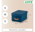 Caja de almacenamiento Leitz Puro con tapa, pequeña, 7L, cartón 100% reciclado, paquete de 2 - Azul marino - 7