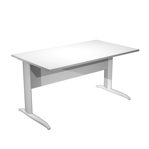 Mesa oficina Presto 140 pata metal T invertida - Blanco