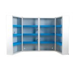 Armoire à pharmacie 2 portes grand modèle, Tôle Blanche / Croix verte, 530 x 530 x 190 mm