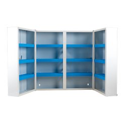 Armoire à pharmacie 2 portes grand modèle, Tôle Blanche / Croix verte, 530 x 530 x 190 mm