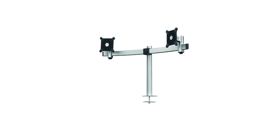 Bras support écran double PRO fixation passe-câble