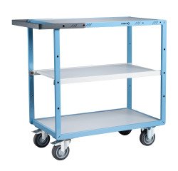 Servante mécano-soudée 3 plateaux mélaminés 250 kg 850 x 500 mm roue TPE