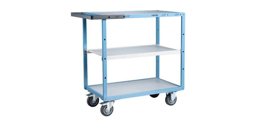 Servante mécano-soudée 3 plateaux mélaminés 250 kg 850 x 500 mm roue TPE