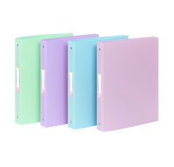 Classeur souple A4 MAXI - 4 anneaux - Dos 4 cm - polypropylène - RAINBOW PASTEL VIQUEL- Coloris assortis