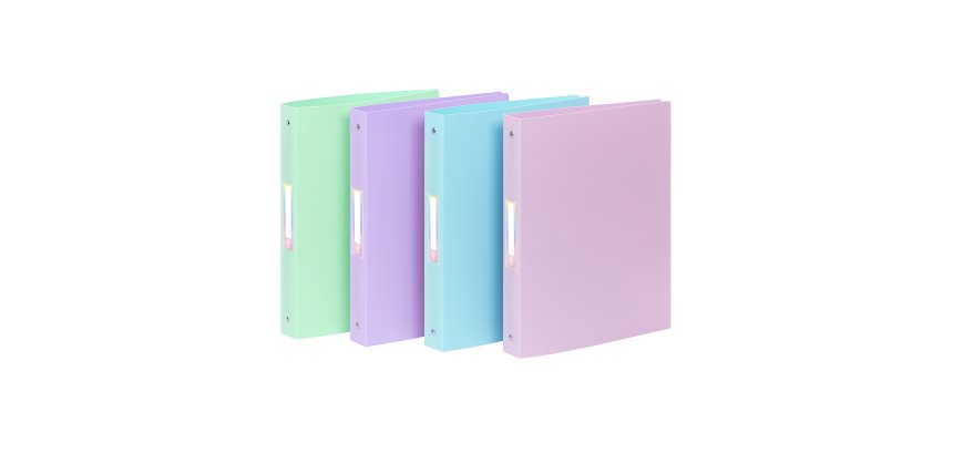 Classeur souple A4 MAXI - 4 anneaux - Dos 4 cm - polypropylène - RAINBOW PASTEL VIQUEL- Coloris assortis