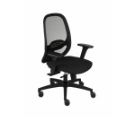 Chaise de bureau ergonomique NODI NOIR, Tissu et maille, avec accoudoirs 3D, mécanisme synchrone avec réglage profondeur, pieds noirs