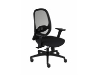 Chaise de bureau ergonomique NODI NOIR, Tissu et maille, avec accoudoirs 3D, mécanisme synchrone avec réglage profondeur, pieds noirs