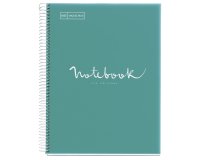 Notebook Emotions, Couverture souple, A4, séyès, 80 feuilles de 1 couleur, Miquelrius, Turquoise.
