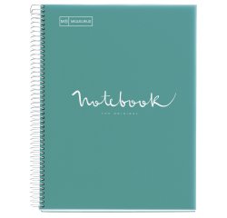 Notebook Emotions, Couverture souple, A4, séyès, 80 feuilles de 1 couleur, Miquelrius, Turquoise.
