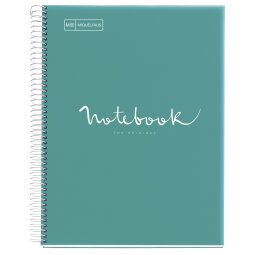 Notebook Emotions, Couverture souple, A4, séyès, 80 feuilles de 1 couleur, Miquelrius, Turquoise.
