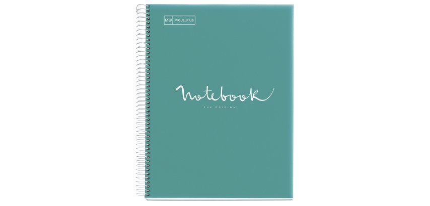 Notebook Emotions, Couverture souple, A4, séyès, 80 feuilles de 1 couleur, Miquelrius, Turquoise.
