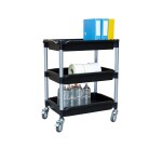 Desserte 3 plateaux bacs 180 kg 645 x 410 mm roue TPE