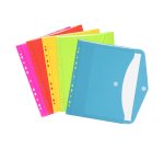 Pochette enveloppe perforée A4 - HAPPY FLUO VIQUEL  - polypropylène - coloris assortis