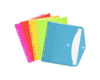 Pochette enveloppe perforée A4 - HAPPY FLUO VIQUEL  - polypropylène - coloris assortis