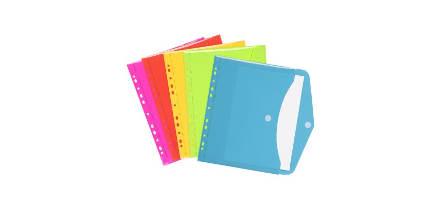 Pochette enveloppe perforée A4 - HAPPY FLUO VIQUEL  - polypropylène - coloris assortis