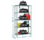 Estantería Simon Rack maderclick mini 5/300 gris/madera 180x80x30