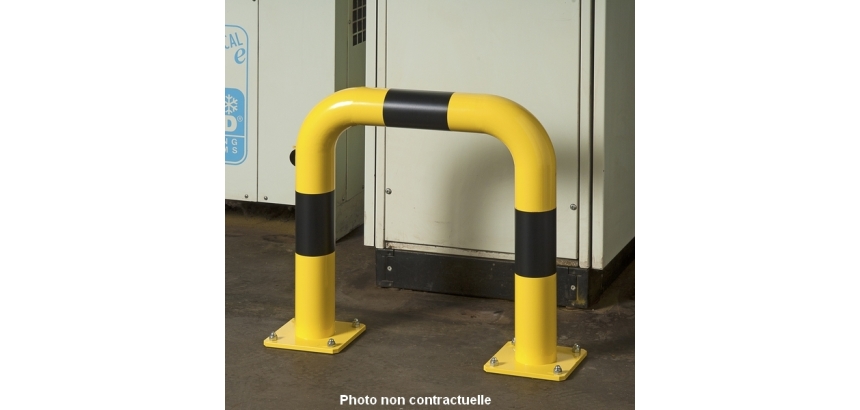 Barrières de protection droite ou en angle Tube Ø 60 x 2 mm d'épaisseur  HT 35 x L60 cm - Long. Hors tout 69 cm