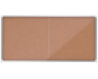 Vitrina NOBO Premium Plus de puerta corredera con fondo de corcho 27 x A4 hojas