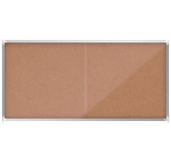 Vitrina NOBO Premium Plus de puerta corredera con fondo de corcho 27 x A4 hojas
