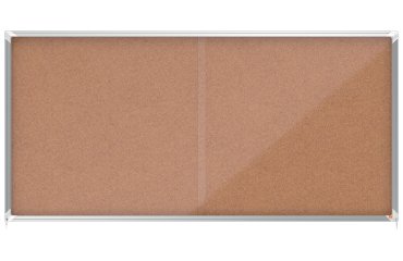 Vitrina NOBO Premium Plus de puerta corredera con fondo de corcho 27 x A4 hojas