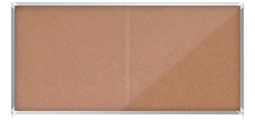Vitrina NOBO Premium Plus de puerta corredera con fondo de corcho 27 x A4 hojas