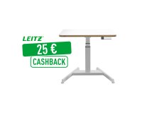 Bureau Leitz électrique assis-debout compact, Leitz Ergo, Blanc
