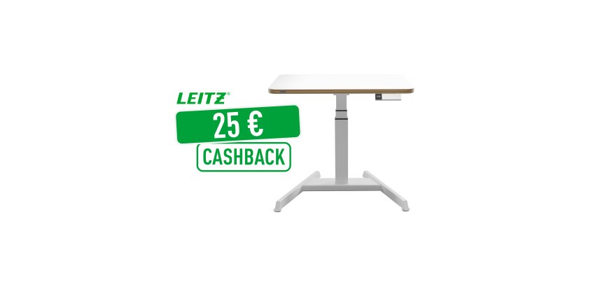 Bureau Leitz électrique assis-debout compact, Leitz Ergo, Blanc