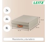 Caja de almacenamiento Leitz Puro con tapa, media baja, 8L, cartón 100% reciclado, paquete de 2