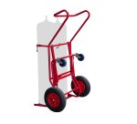 Diable porte-bouteilles à basculement assisté avec béquille acier 250 kg bavette fixe profondeur 280 mm roue pneumatique