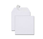 Boîte de 500 pochettes carrées blanches 140 x 140 120 g/m² bande de protection