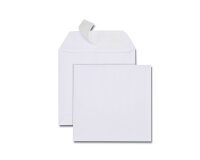 Boîte de 500 pochettes carrées blanches 140 x 140 120 g/m² bande de protection