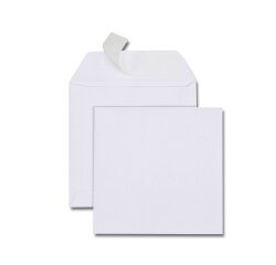 Boîte de 500 pochettes carrées blanches 140 x 140 120 g/m² bande de protection