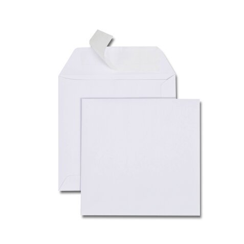 Boîte de 500 pochettes carrées blanches 140x140 120 g/m² bande de protection