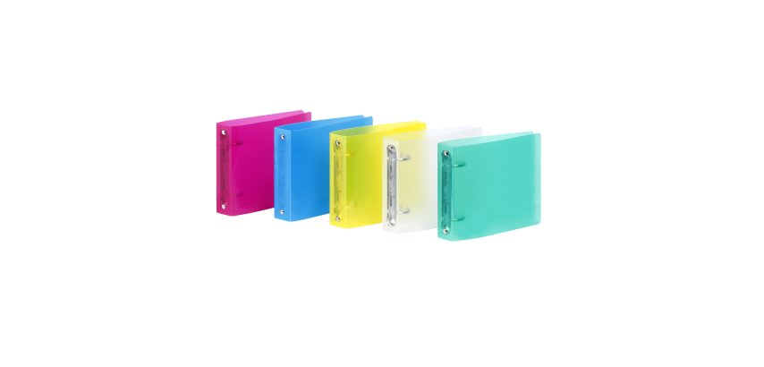 Classeur 2 anneaux plastifié Propyglass Viquel A5 paysage - Dos 3.5 cm couleurs assorties vives