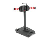 Poteau à double sangle 20m rouge/blanc, à roulettes