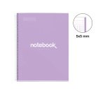 Notebook Emotions, Couverture rigide, A4, quadrillage 5x5 mm, 80 feuilles de 1 couleur, Miquelrius, Lavande.
