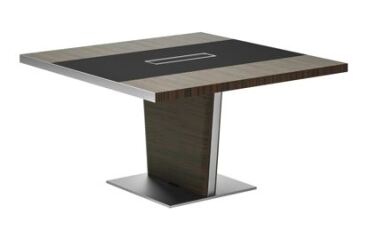 Table de réunion Xennon L.141 x P.140 cm avec insert cuir