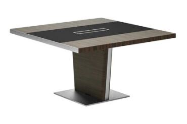 Table de réunion Xennon L.141 x P.140 cm avec insert cuir