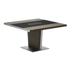 Table de réunion Xennon L.141 x P.140 cm avec insert cuir